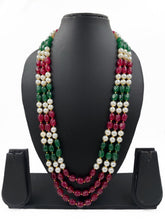Semi Precious Triple Layered Multi Color Beaded Necklace For Men And Women - Gemstone Jewelry